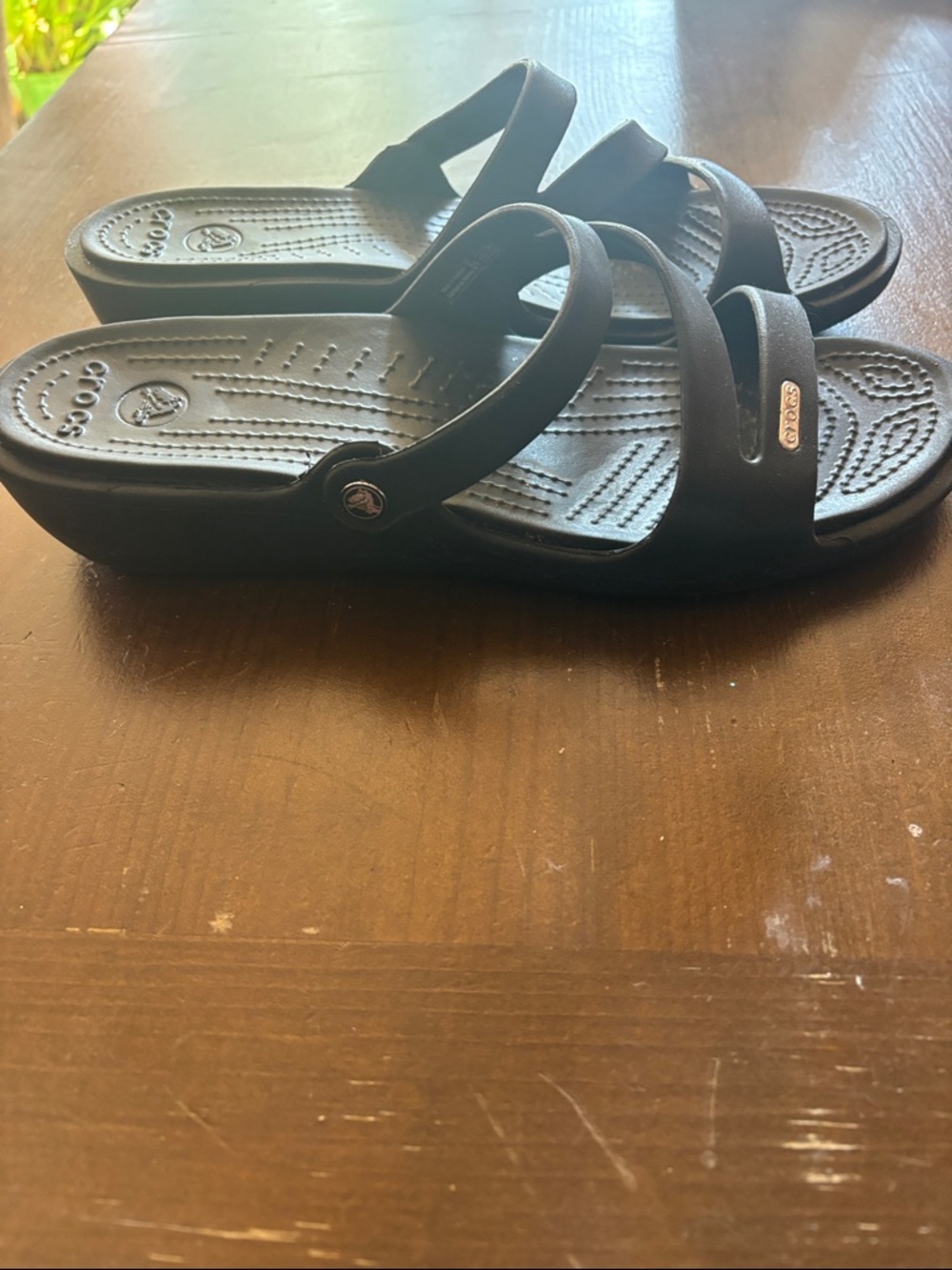 CROCS Black Dual-Strap Comfort Slides